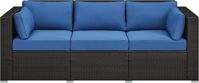 Yaheetech 3-Seat Patio Wicker Sofa, Outdoor Rattan Couch by Yaheetech