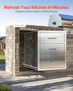 VEVOR Outdoor Kitchen Drawers 18.11" W x 23.23" D x 23.23" H, Triple-Access - Image 7