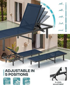 Lounge Chair Outdoor with Wheels, Aluminum Patio Chaise Lounge Chair with 5 - Image 4