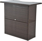 Outsunny 5 Pcs Rattan Wicker Bar Set, High Top Outdoor Table and Chairs - Image 4