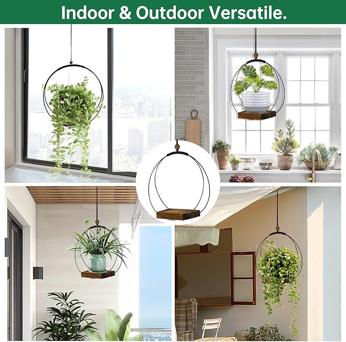 2 Pack Hanging Planter for Indoor Plants, Modern Boho Macrame Hanger, Wall - Image 3