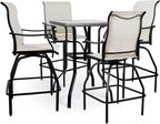 LEVELEVE Patio Bar Set 5pcs Swivel Bar Stools Outdoor Bistro Textilene by Enjoyyourlife