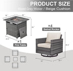 Belord 5 Pieces Wicker Patio Furniture Set: 4 Outdoor Swivel Glider Rocker - Image 2