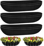 Riare 6 Pack 30 Inch Black Felt Window Box Liners- Fabric Trough Planter Basket by Riare