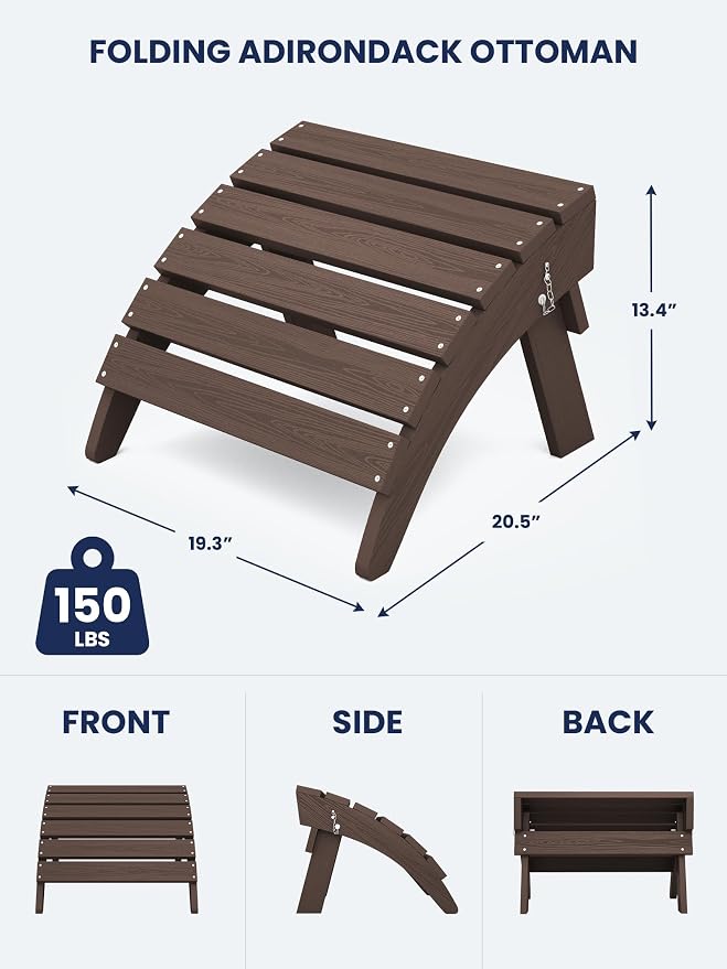 KINGYES Folding Adirondack Ottomans Set of 4 - Image 2