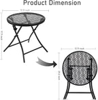 TeoKJ Folding Outdoor Side Tables, Anti Rust Small Patio Table Round Metal - Image 3