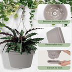 VIDELLY 4 Pcs Hanging Planters, Light Gray - Image 3