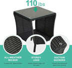 Wicker Rattan Side Table, Outdoor Square Rattan Coffee End Table - Image 5