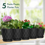 4 inch Small Plastic Nursery Pots, Seedling Pots, 5 Set Water Ripples Plant Pots - Image 6