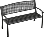 50.4" Garden Bench, Metal Outdoor Bench - Image 3