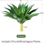 Ivydale Fake Plants 18 Inch Agave Artificial Plants Outdoor 2 PCS - Image 2