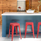 Devoko Metal Bar Stools 24" Indoor Outdoor Stackable Barstools Modern Style - Image 2