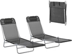 Outsunny 2 Piece Folding Chaise Lounge Chairs, Pool Sun Tanning Chairs by Outsunny