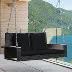 RELAX4LIFE Porch Swing 2-Seat Patio Rattan, Wicker Porch Swings Outdoor W/Two - Image 2