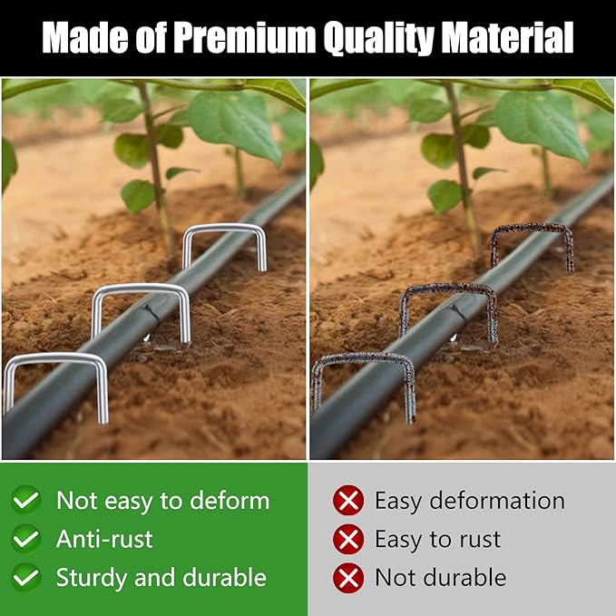 FEED GARDEN 10 Inch 50 Pack Galvanized Landscape Staples 11 Gauge Anti-Rust - Image 6