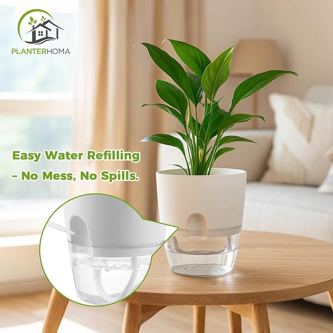 6 Pack Self Watering Pots for Indoor Plants, PlanterHoma 3.2/4/6 Inch Plant Pot - Image 9