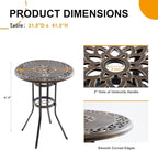 Outdoor Bar Height Table, 31.5" Round Cast Aluminum Patio Pub Table - Image 3