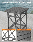HDPE Outdoor Bar Table, All Weather HDPE Patio High Top Pub Table, Square HDPE - Image 7