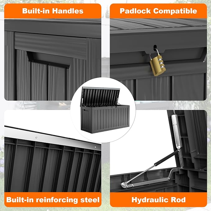 86 Gallon Outdoor Deck Box, Lockable Waterproof Outdoor Storage Boxes - Image 8