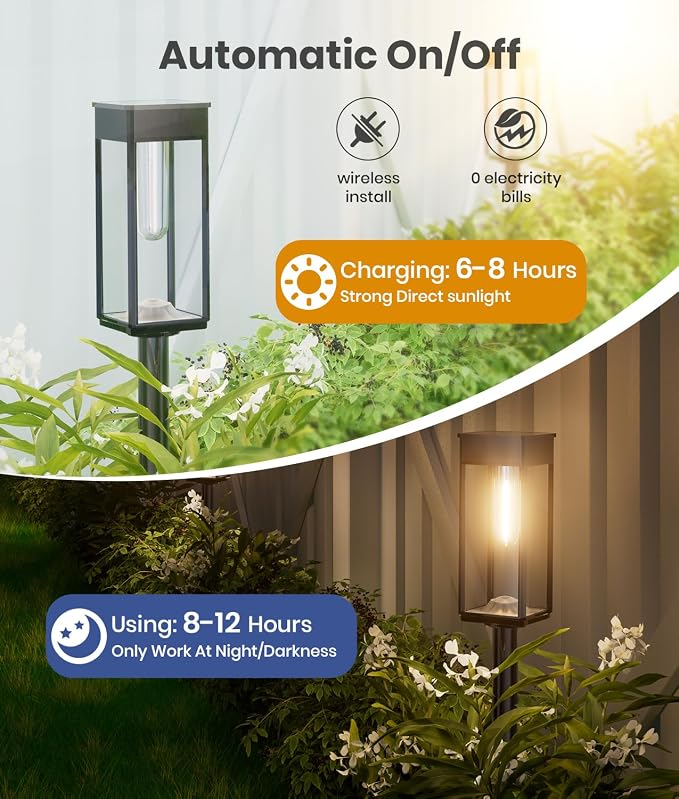 Solar Pathway Lights Outdoor, 4 Pack Bright Solar Lights Outdoor, IP65 - Image 7