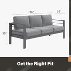 Solaste Outdoor Couch Aluminum Patio Furniture Sofa, 3-Seat All-Weather Metal - Image 5