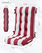 SERWALL HDPE Outdoor Rocking Chair Cushion Set of 4, Memory Foam Cushion Red - Image 3