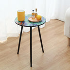 2 Packs Metal Outdoor Side Table Irises Patio Side Tables - Image 2
