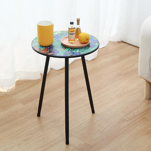 2 Packs Metal Outdoor Side Table Irises Patio Side Tables - Image 2
