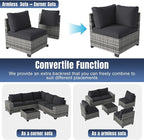 Aoxun 6 Pieces Patio Furniture Set Wicker Rattan Outdoor Sectional Conversation - Image 5