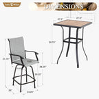 Sophia & William Outdoor Bar Set, Patio Bar Table and Chairs Set, Bar Height - Image 6