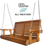 Wooden Porch Swing 2-Seater, High Backrest and Deep Seat, Bench Swing - Image 4
