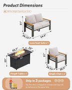 Aoxun Aluminum Outdoor Patio Furniture Set, 5-Piece Outdoor Sectional - Image 7