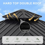 Aoxun 8'x8' Hardtop Gazebo, Aluminum Frame Canopy - Image 7