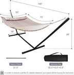 Double Hammock with 12 FT Stand, 2 Person Curved Bar Hammock with Stand - Image 6