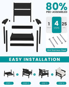 SERWALL HDPE Patio Furniture Set, 5 Piece All Weather Wood-Like Sectional - Image 7