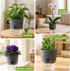 12 Pack Self Watering Pots for Indoor Plants, PlanterHoma 3.2 Inch Plant Pot - Image 9