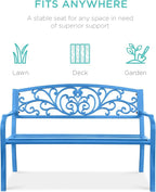Best Choice Products Outdoor Bench Steel Garden Patio Porch Furniture - Image 3