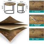Smuxee Nesting Coffee Table Set of 2, 23.6" Round Coffee Table Rustic Wood Top - Image 2