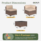 Aoxun 10 Piece Patio Furniture Set Wicker Rattan Patio Conversation Set Outdoor - Image 8