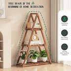Wooden Plant Stand Indoor Outdoor, Christmas Tree Plant Shelf Indoor, 3 Tier - Image 2