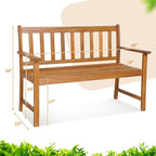 Tangkula Outdoor Acacia Wood Bench, 2-Person Garden Bench - Image 3