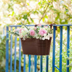 3 Pack Metal Railing Planters, 10.5" Oval Hanging Flower Pots - Image 7