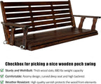 Wooden Porch Swing, Ergonomic Seat, Bench Swing - Image 3