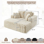 56" W Oversized Chaise Lounge Chair Indoor, Plush Faux Fur Sleeper Couch Sofa - Image 2