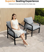 Patio Sofa Chairs Set of 2, Never-Rust Aluminum Outdoor Armchair - Image 4