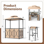 Tangkula 3-Piece Patio Bar Set, Grill Gazebo & 2 Bar Stools - Image 5