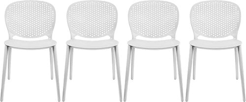 2xhome Set of 4 Patio Dining Chairs | Modern Stackable Outdoor Pool Side Chair by 2xhome