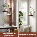 2 Pack Hanging Planters for Indoor Outdoor Plants, 12 Inch Sturdy Wood Base - Image 4