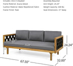 Merax Outdoor 3 Seater Daybed, Acacia Wood Patio Day Bed Couch Sofa - Image 2