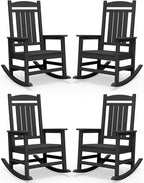 SERWALL HDPE Outdoor Rocking Chair Set of 4, Patio Rocking Chairs, All-Weather by SERWALL